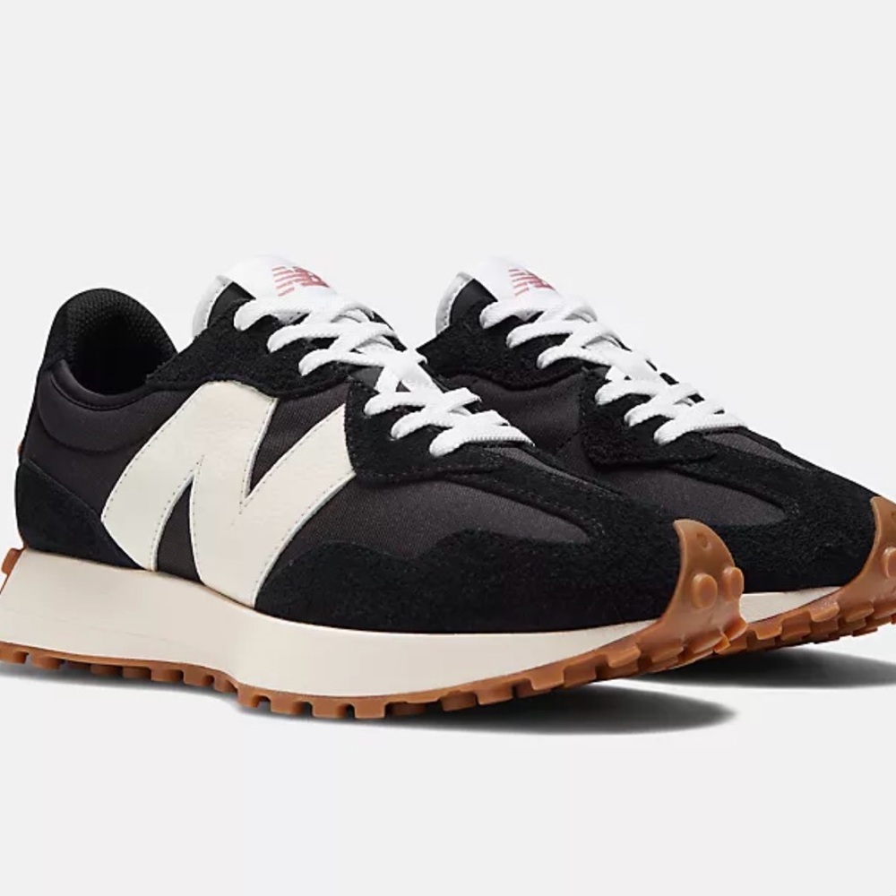 New Balance Women's Black and Cream 327 Sneakers